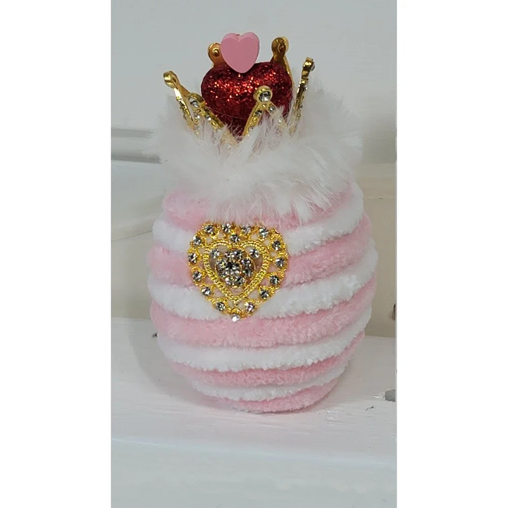 Decorative Velvety Yarn Easter‎ Egg with Crown, Velvety Yarn Ornament Home Décor